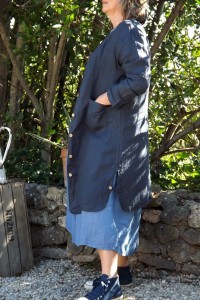 VESTE LONGUE EN LIN ANGELE BLEUE ET ROBE DIANE