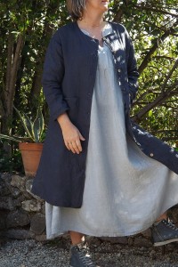 VESTE LONGUE EN LIN ANGELE BLEUE ET ROBE DIANE