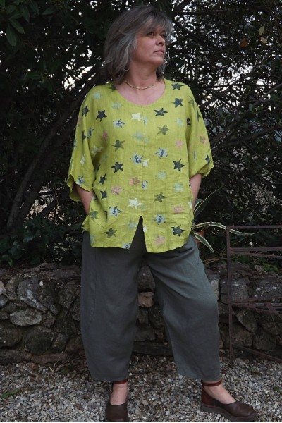 PANTALON EN LIN HECTOR COULEUR KAKI ET TOP EN LIN ASTER