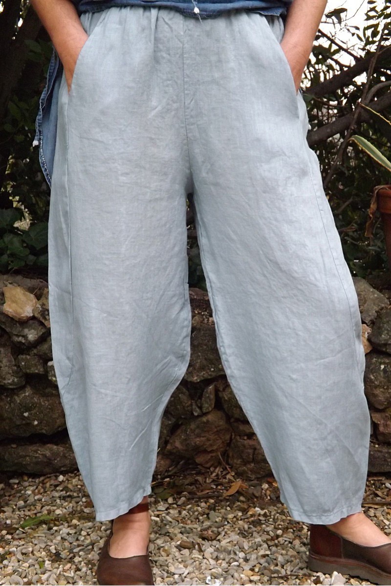 PANTALON EN LIN HECTOR COULEUR GRIS BLEU