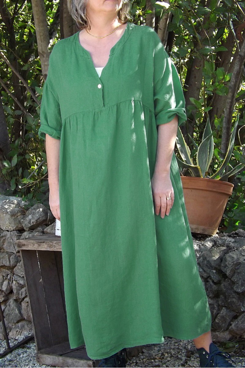 ROBE EN LIN GRANDE TAILLE DIANE VERTE