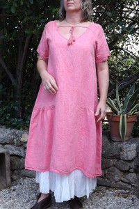 ROBE EN LIN ELICIA FRAMBOISE ET JUPON SUZY