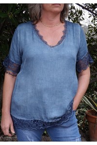 TOP DENTELLES CHARLINE BLEU JEAN