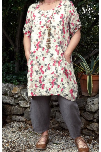 ROBE EN LIN GRANDE TAILLE MARCELLINE BEIGE ET PANTALON HECTOR