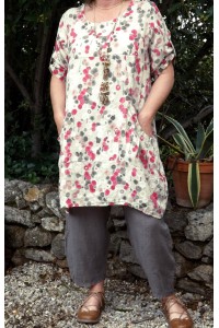 ROBE EN LIN GRANDE TAILLE MARCELLINE BEIGE ET PANTALON HECTOR