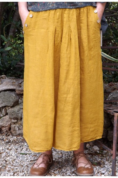 JUPE EN LIN JULIE COULEUR SAFRAN