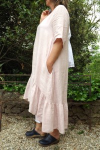 ROBE EN LIN LONGUE FANY ROSE POUDRE ET PANTALON HONORE