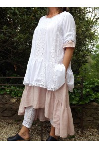 TUNIQUE BRODERIE ANGLAISE BLANCHE EMILIENE, ROBE FANY ET LEGGING HONORE