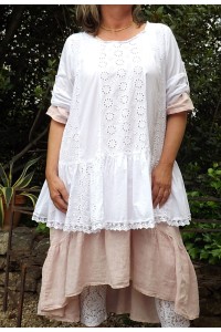 TUNIQUE BRODERIE ANGLAISE BLANCHE EMILIENE, ROBE FANY ET LEGGING HONORE
