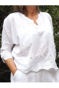 TOP EN BRODERIE ANGLAISE CAMILLE BLANC