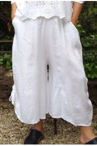 JUPE CULOTTE EN LIN GRANDE TAILLE SARAH BLANCHE