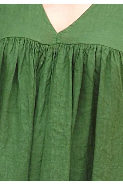 ROBE LONGUE EN LIN ANASTASIA VERT SAPIN