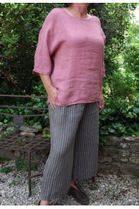 TOP EN LIN THEO LIE DE VIN ET PANTALON BORIS
