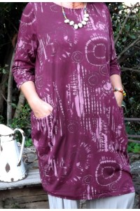 ROBE LONGUE MANCHES 3/4 AGNES BORDEAUX 