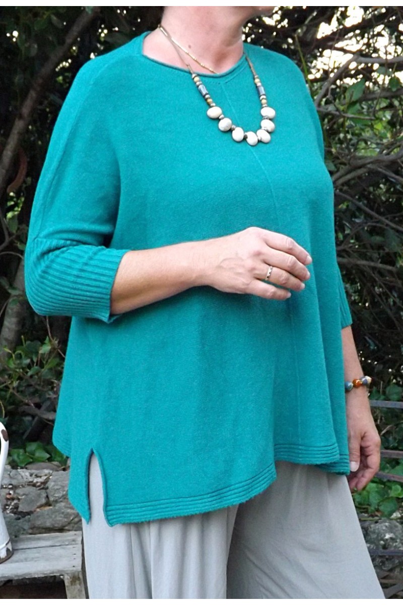 PULL TRAPEZE LEO VERT BLEU