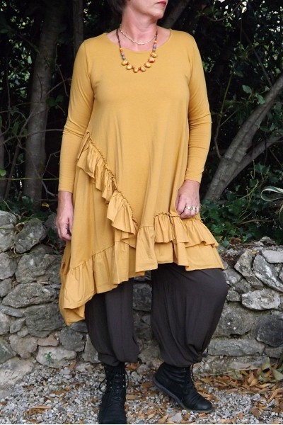PANTALON VISCOSE GRANDE TAILLE VICTOR CHOCOLAT ET LA TUNIQUE JULIETTE