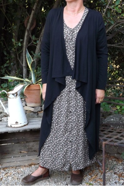 GILET LONG COTON NOIR SYLVIE ET ROBE ALEXANDRINE