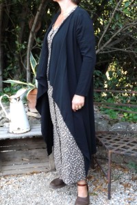 GILET LONG COTON NOIR SYLVIE ET ROBE ALEXANDRINE