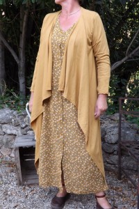GILET LONG COTON SAFRAN SYLVIE ET ROBE ALEXANDRINE