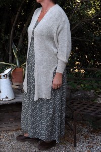 GILET CACHE COEUR PAUL BEIGE ET ROBE ALEXANDRINE