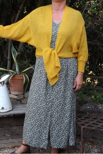 GILET CACHE COEUR PAUL JAUNE ET ROBE ALEXANDRINE