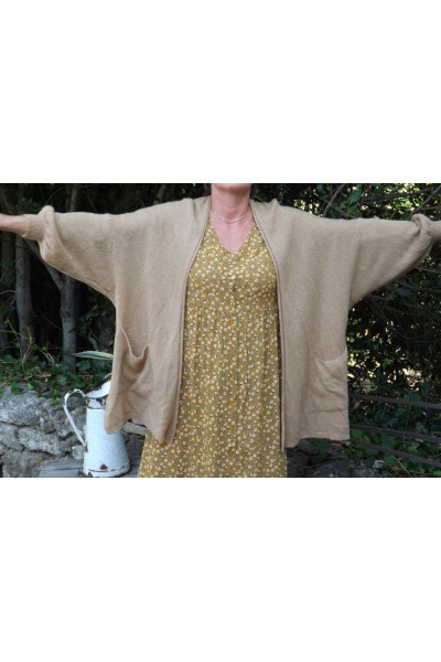 GILET MAILLE FINE ACHILE CANNELLE CLAIR