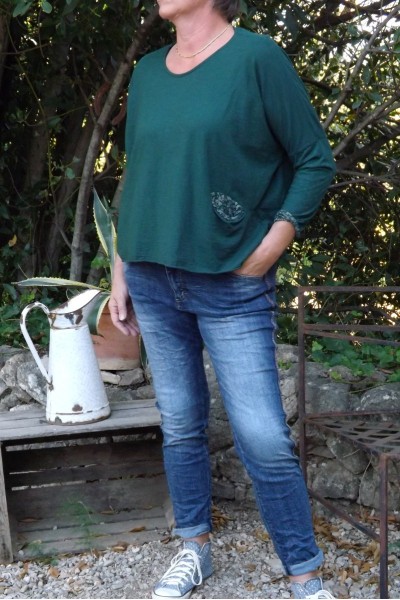 T-SHIRT FAB VERT SAPIN ET JEAN'S ALEX