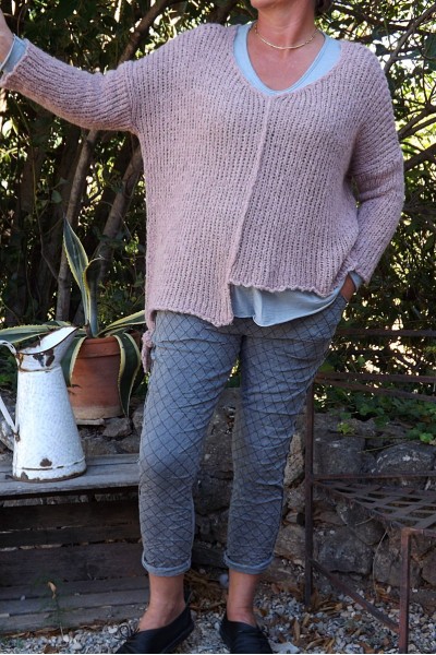 PANTALON JEGGING LEO GRIS DELAVE ET PULL ARISTIDE