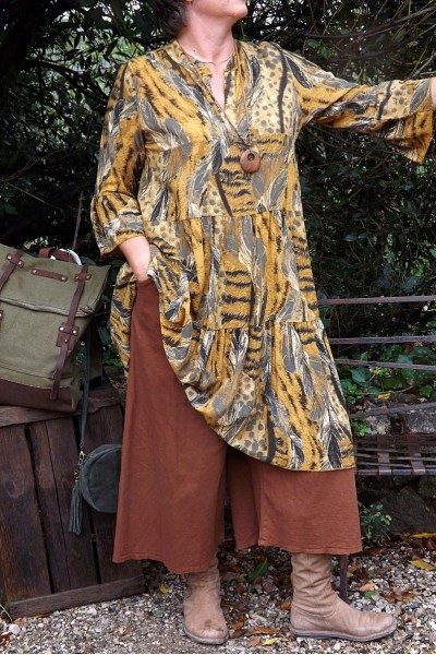 PANTALON AMPLE ETIENNE BRIQUE ET ROBE GAETANE