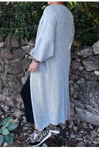 GILET LONG JETE STEPHANIE GRIS, PANTALON LOUIS ET T-SHIRT FAB