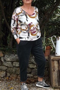 PANTALON VELOURS RAS BASILE ANTHRACITE ET PULL PABLO