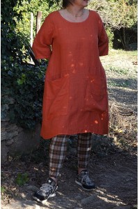 ROBE LIN TABLIER MARIELLE ORANGE BRULEE ET PANTALON JOSE