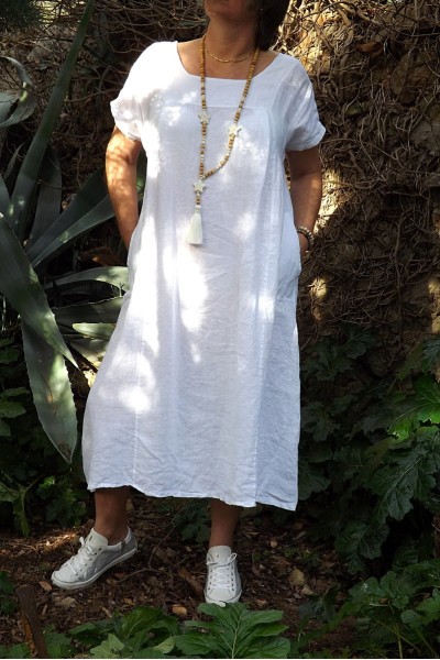 ROBE LONGUE LIN JEANNETTE BLANCHE