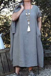ROBE LONGUE LIN JEANNETTE TAUPE