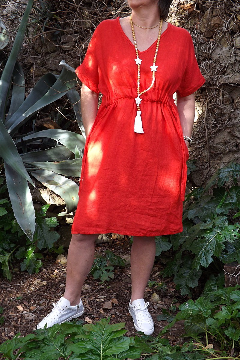 Robe en online lin rouge