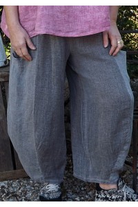 PANTALON BI MATIERE LIN COTON CHARLES TAUPE
