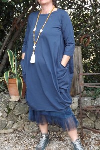 ROBE COTON GRANDE TAILLE ROMANE MARINE, JUPON FLORENT ET SAUTOIR