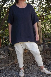 SAROUEL COTON BEIGE TOM ET TUNIQUE ADELE MARINE