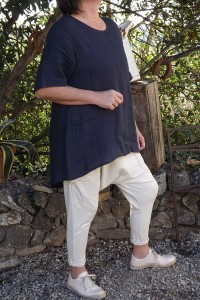 SAROUEL COTON BEIGE TOM ET TUNIQUE ADELE MARINE