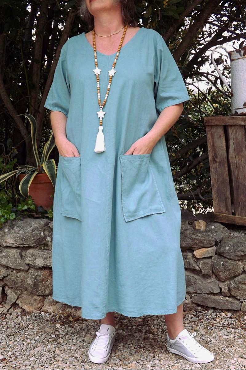 ROBE LONGUE EN LIN LOUISON EUCALYPTUS ROBE LONGUE EN LIN LOUISON EUCALYPTUS