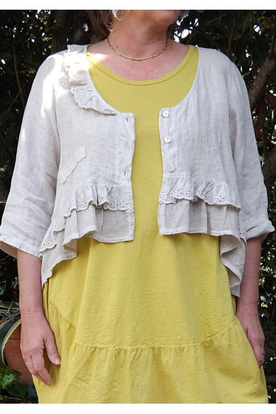 VESTE COURTE LIN CHLOE BEIGE, TUNIQUE SYLVIA 