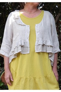 VESTE COURTE LIN CHLOE BEIGE, TUNIQUE SYLVIA 