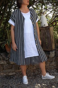 VESTE OU ROBE EN LIN CLARA RAYEE ET JUPON FLORENT