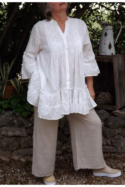 PANTALON EN LIN CESAR BEIGE ET TUNIQUE EUGENIE