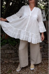 TUNIQUE BOHEME COTON BLANC EUGENIE ET PANTALON CESAR