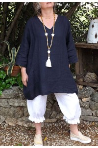 TUNIQUE LIN GRANDE TAILLE AUDREY MARINE ET PANTY JOSEPH