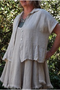 VESTE COURTE EN LIN BEIGE ELLA SUR LA TUNIQUE ESTELLE