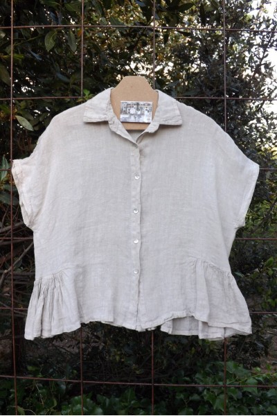 VESTE COURTE EN LIN BEIGE ELLA 