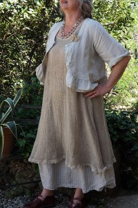 ROBE MAILLE COTON ET LIN AMBRE DELAVE DAPHNE, VESTE JUSTINE ET JUPE FLAVIA