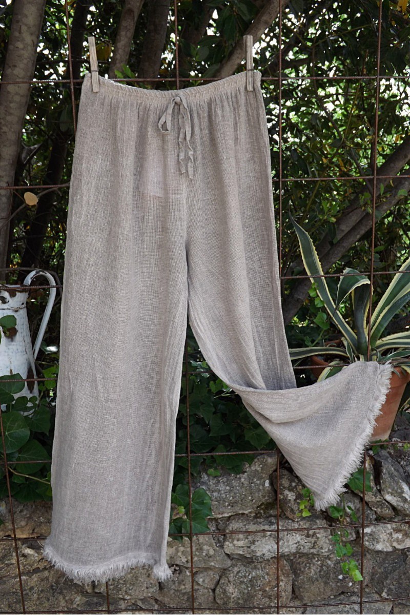 PANTALON MAILLE LIN COTON TAUPE AUGUSTE PANTALON MAILLE LIN COTON TAUPE AUGUSTE